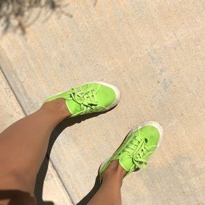 Bright lime green Superga shoes